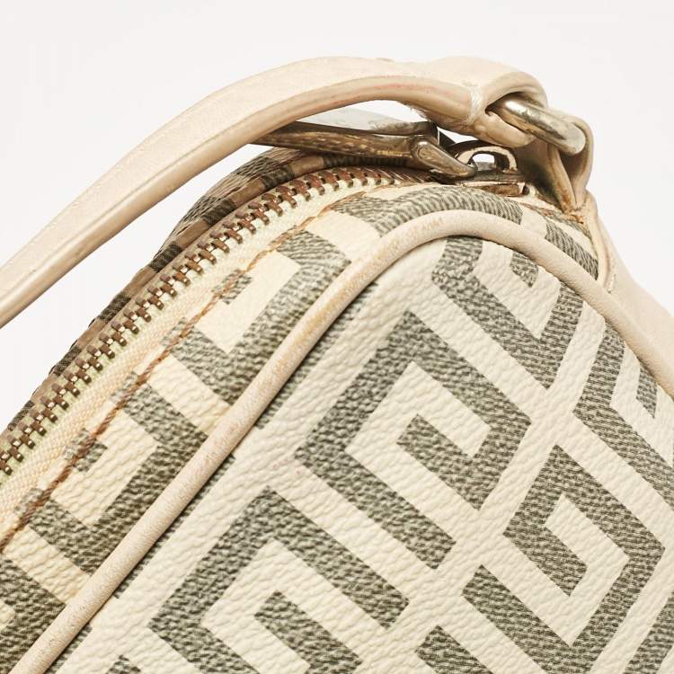 Pre Owned Givenchy Beige/Grey Signature Canvas and Leather Crossbody Bag