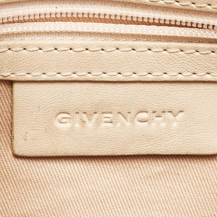 Pre Owned Givenchy Beige/Grey Signature Canvas and Leather Crossbody Bag