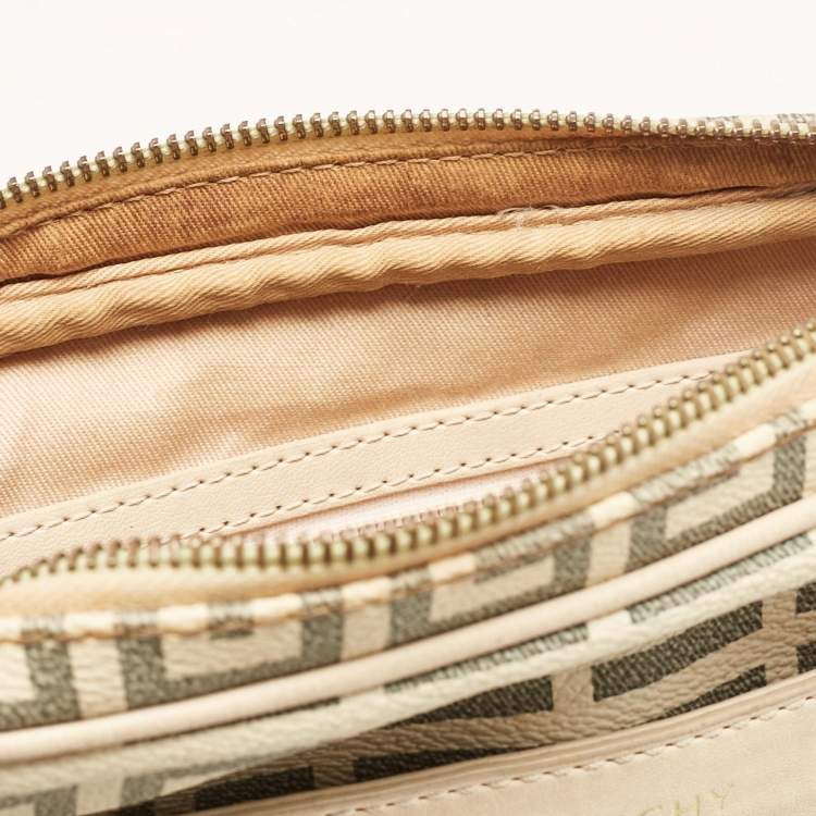 Pre Owned Givenchy Beige/Grey Signature Canvas and Leather Crossbody Bag