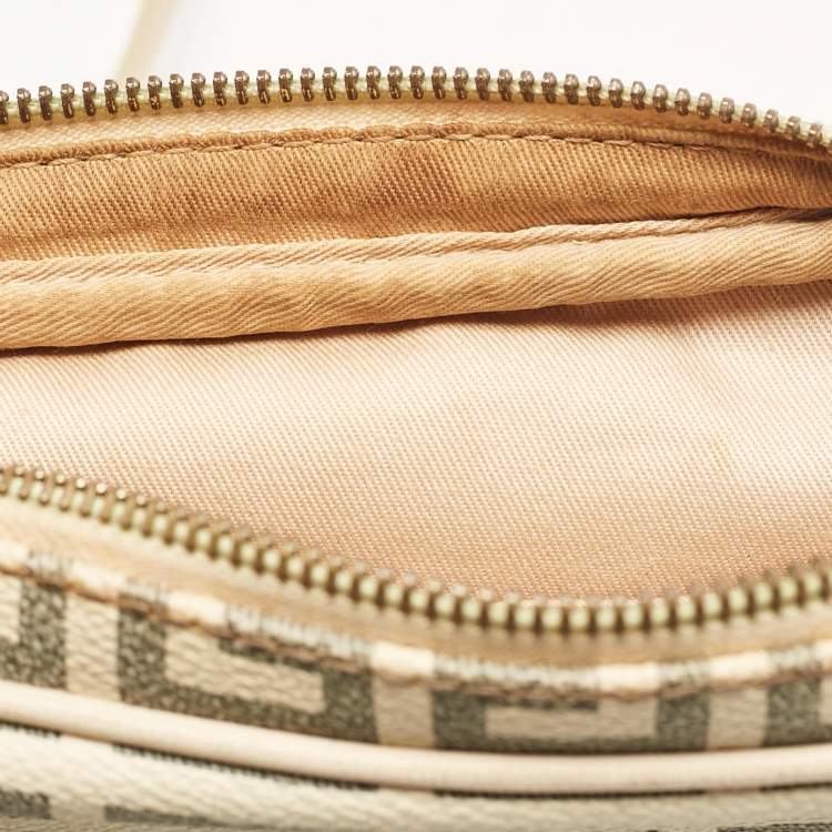Pre Owned Givenchy Beige/Grey Signature Canvas and Leather Crossbody Bag