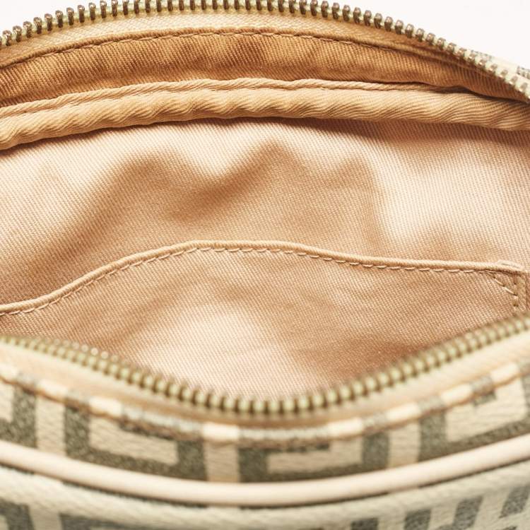 Pre Owned Givenchy Beige/Grey Signature Canvas and Leather Crossbody Bag
