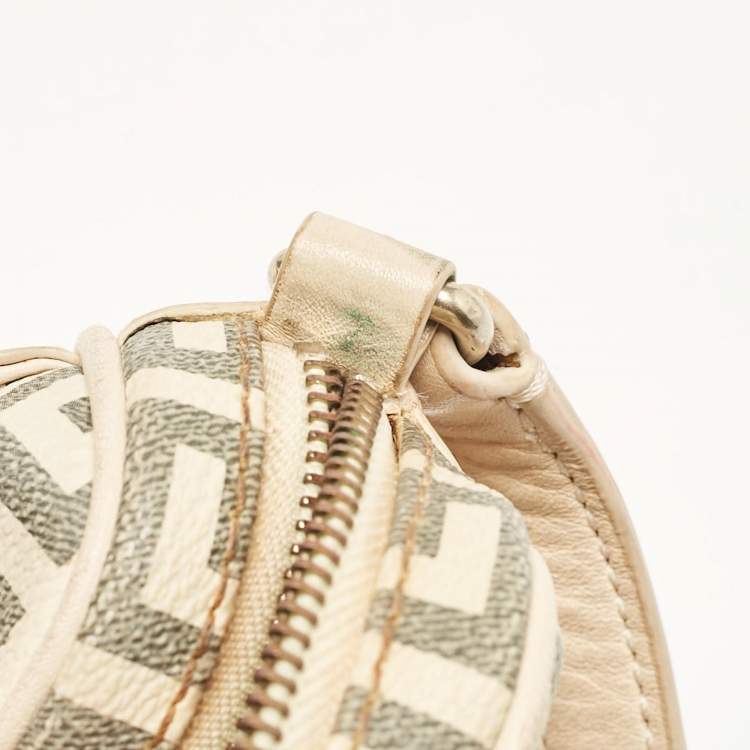 Pre Owned Givenchy Beige/Grey Signature Canvas and Leather Crossbody Bag