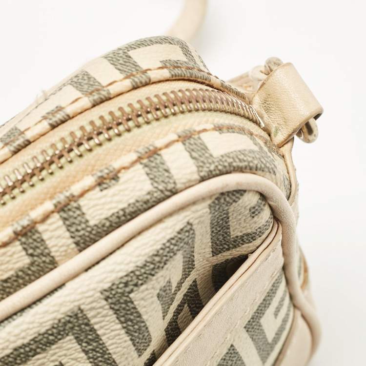 Pre Owned Givenchy Beige/Grey Signature Canvas and Leather Crossbody Bag