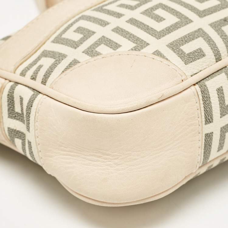 Pre Owned Givenchy Beige/Grey Signature Canvas and Leather Crossbody Bag