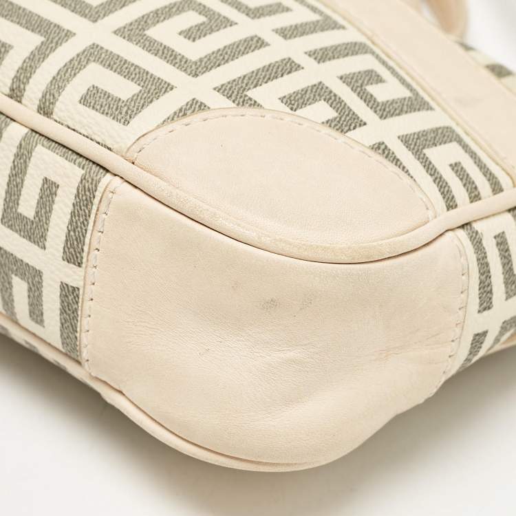 Pre Owned Givenchy Beige/Grey Signature Canvas and Leather Crossbody Bag
