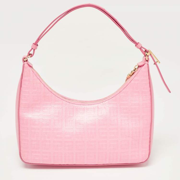 Pre Owned Givenchy Pink Monogram Coated Canvas and Leather Small Moon Cut Shoulder Bag
