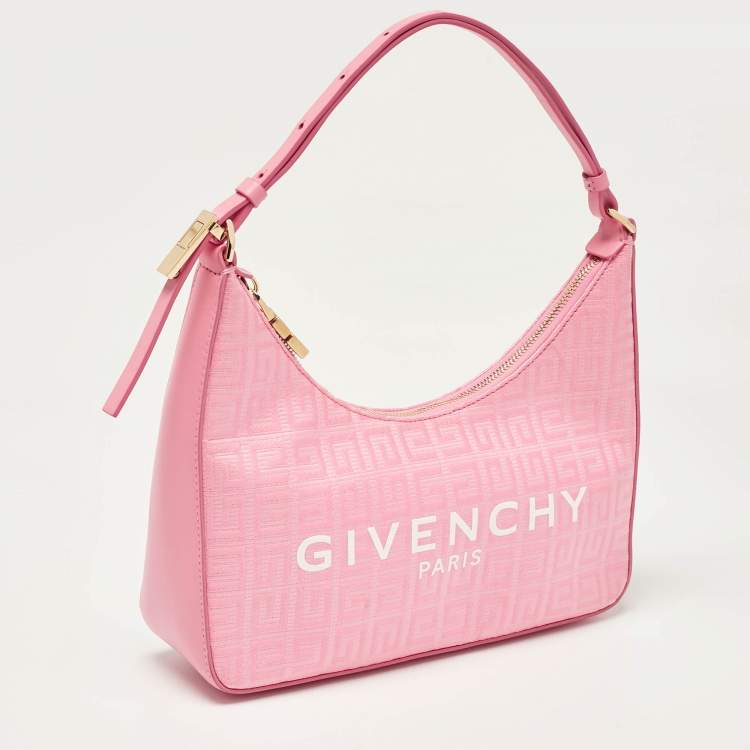 Pre Owned Givenchy Pink Monogram Coated Canvas and Leather Small Moon Cut Shoulder Bag