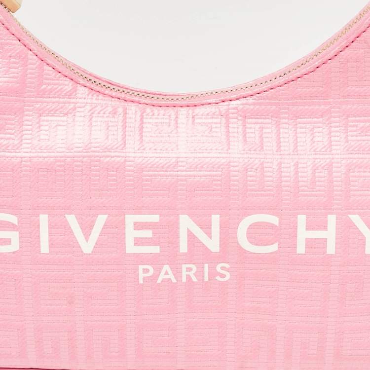 Pre Owned Givenchy Pink Monogram Coated Canvas and Leather Small Moon Cut Shoulder Bag