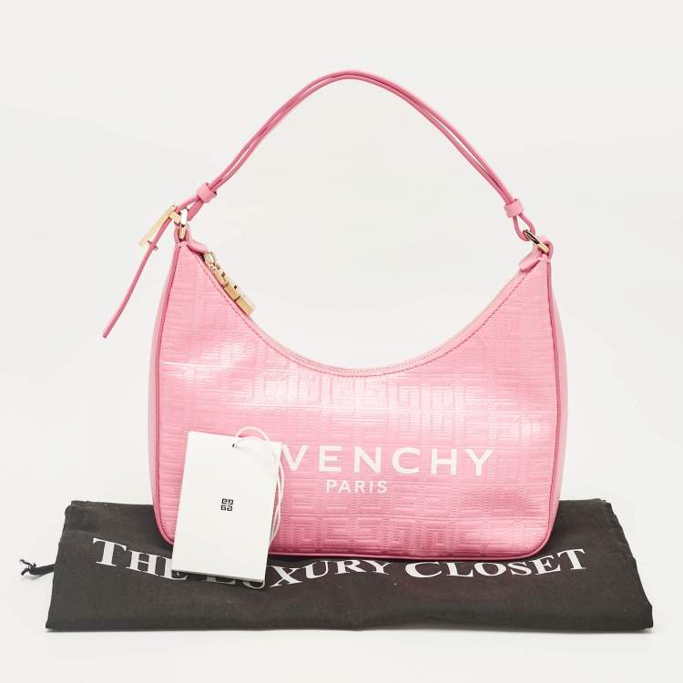 Pre Owned Givenchy Pink Monogram Coated Canvas and Leather Small Moon Cut Shoulder Bag