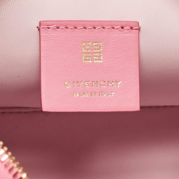 Pre Owned Givenchy Pink Monogram Coated Canvas and Leather Small Moon Cut Shoulder Bag