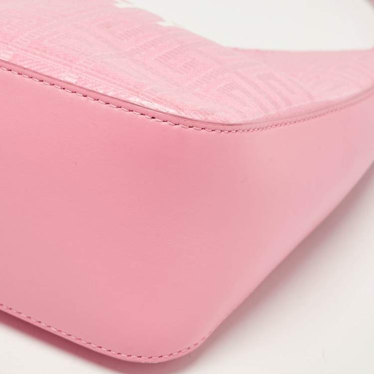 Pre Owned Givenchy Pink Monogram Coated Canvas and Leather Small Moon Cut Shoulder Bag