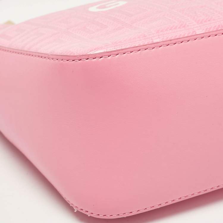 Pre Owned Givenchy Pink Monogram Coated Canvas and Leather Small Moon Cut Shoulder Bag