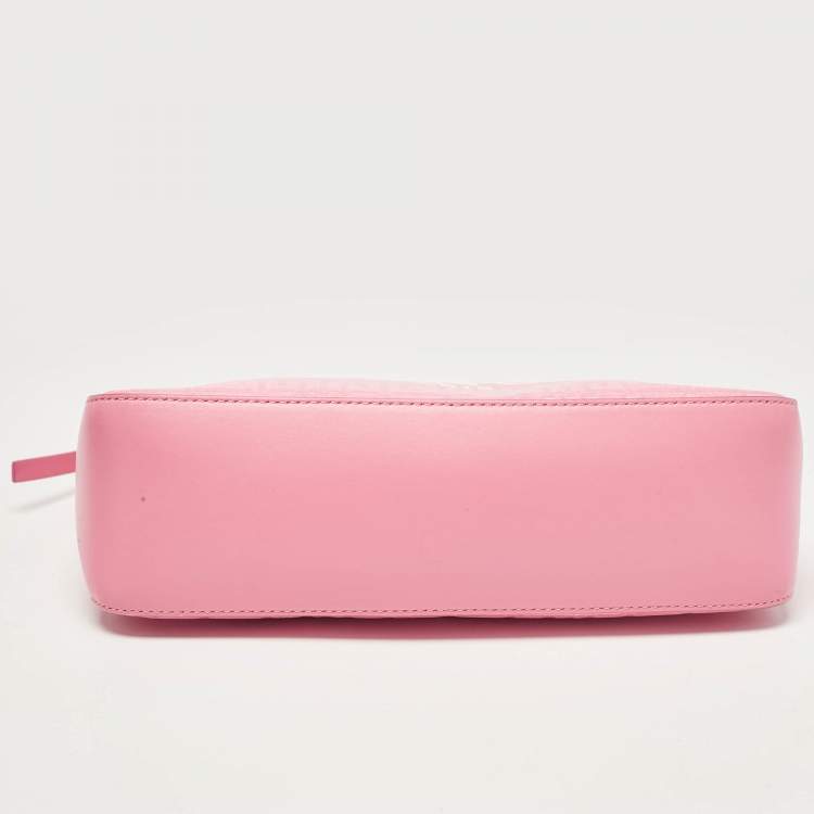 Pre Owned Givenchy Pink Monogram Coated Canvas and Leather Small Moon Cut Shoulder Bag