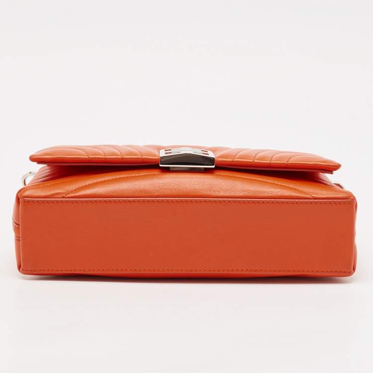Pre Owned Givenchy Orange Quilted Leather 4G Chain Shoulder Bag
