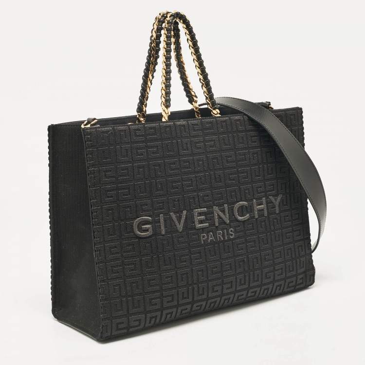 Pre Owned Givenchy Black Monogram Embroidered Canvas G Tote