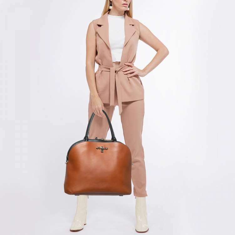 Pre Owned Givenchy Brown/Black Leather Obsedia Satchel