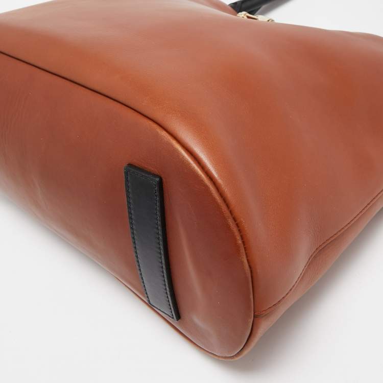 Pre Owned Givenchy Brown/Black Leather Obsedia Satchel