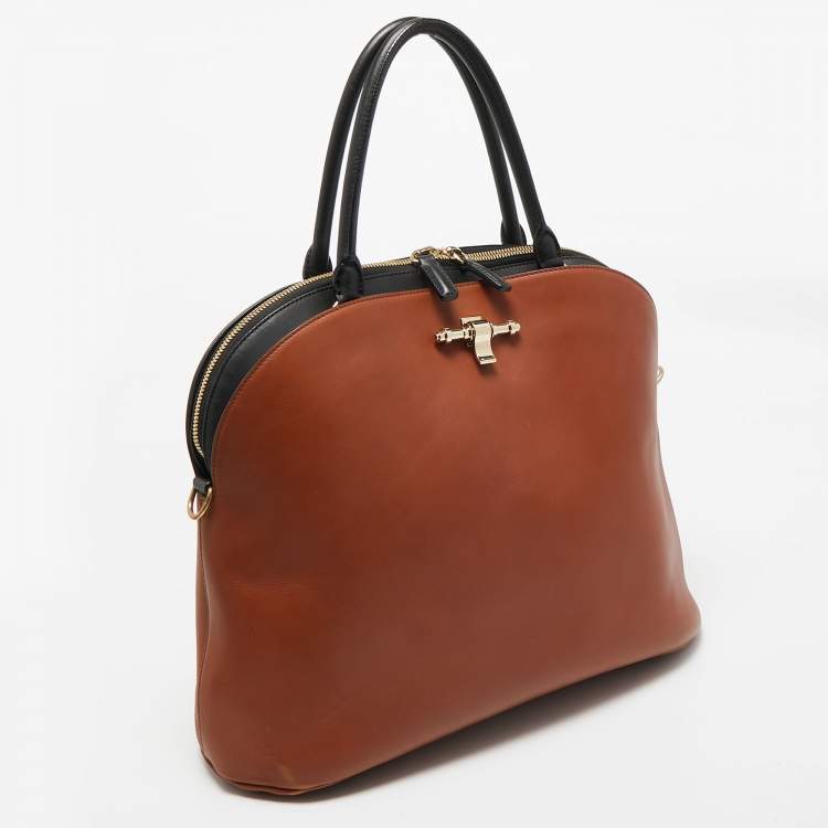 Pre Owned Givenchy Brown/Black Leather Obsedia Satchel
