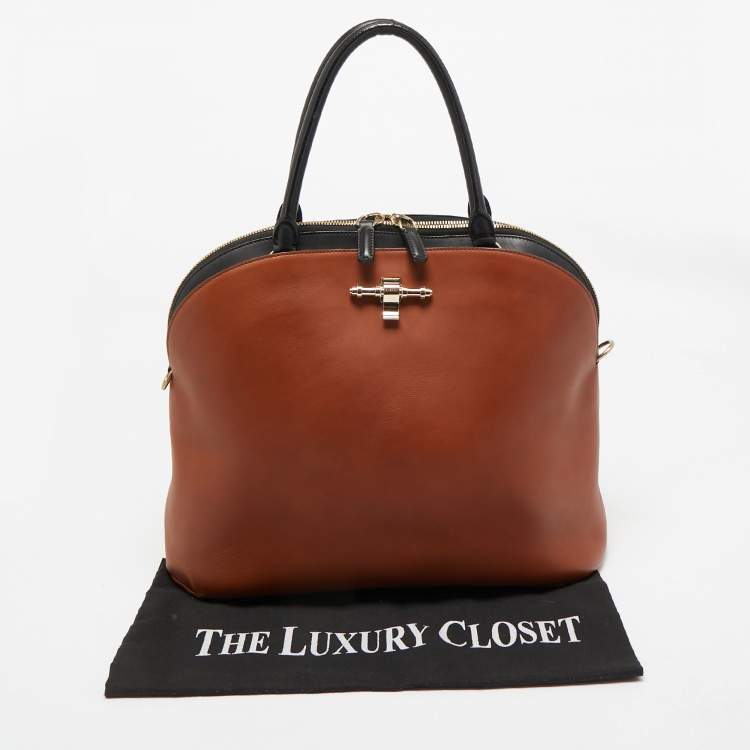 Pre Owned Givenchy Brown/Black Leather Obsedia Satchel