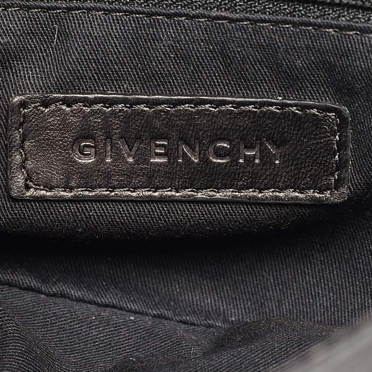 Pre Owned Givenchy Black Leather and Satin Pleated Floral Clutch
