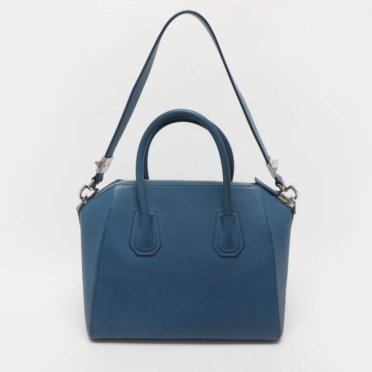 Pre Owned Givenchy Blue Leather Small Antigona Satchel