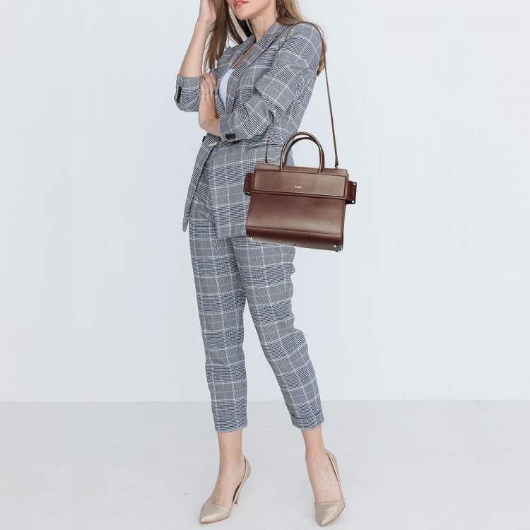 Pre Owned Givenchy Burgundy Leather Small Horizon Tote