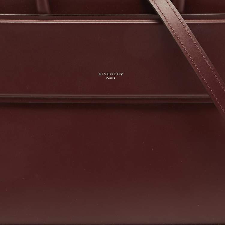 Pre Owned Givenchy Burgundy Leather Small Horizon Tote