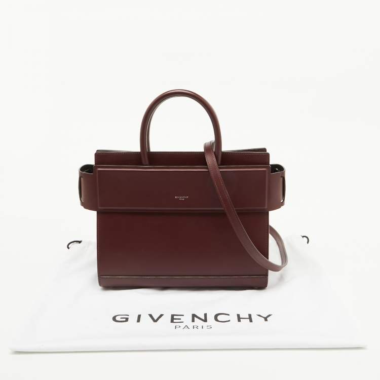 Pre Owned Givenchy Burgundy Leather Small Horizon Tote