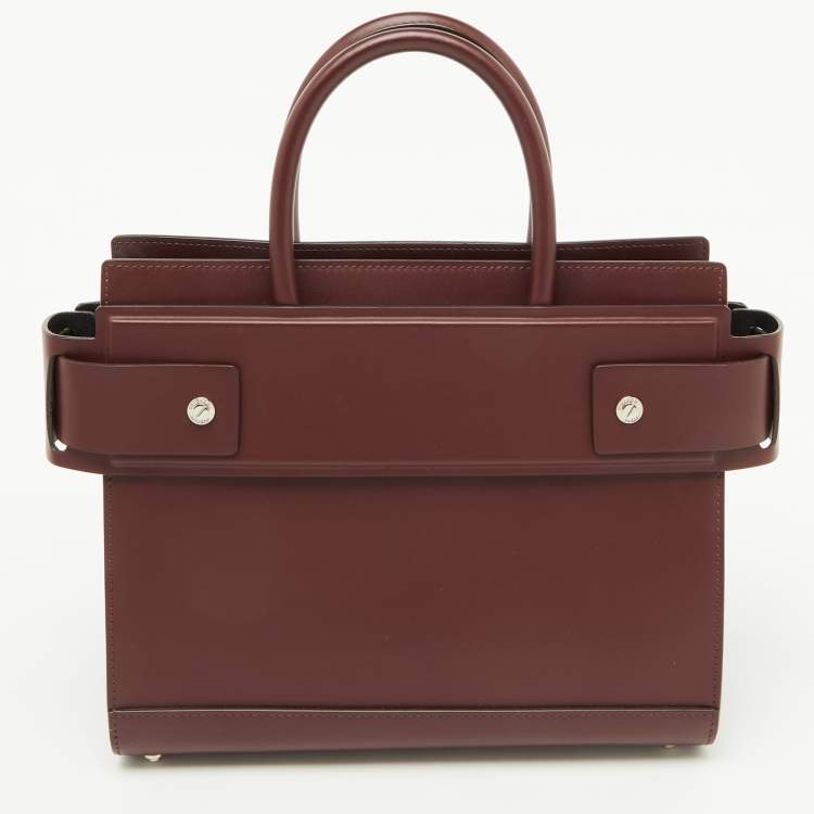 Pre Owned Givenchy Burgundy Leather Small Horizon Tote