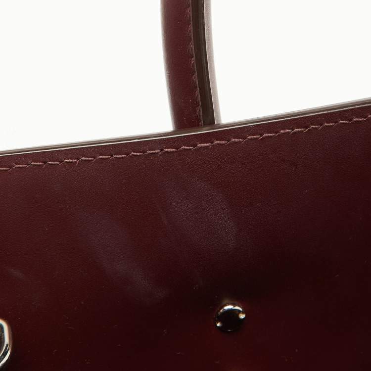 Pre Owned Givenchy Burgundy Leather Small Horizon Tote