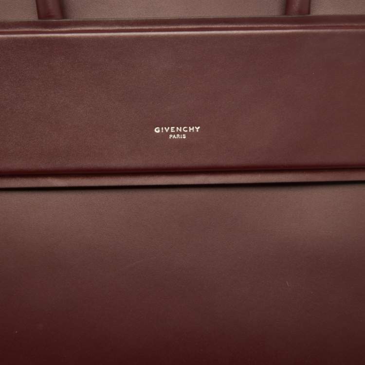 Pre Owned Givenchy Burgundy Leather Small Horizon Tote