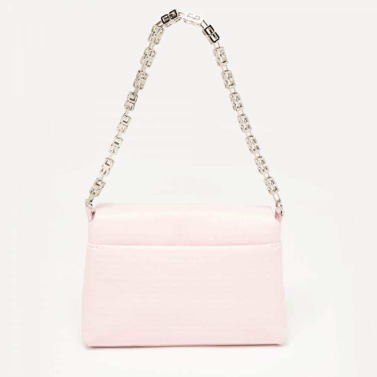 Pre Owned Givenchy Pink Embossed Leather Large 4G Shoulder Bag