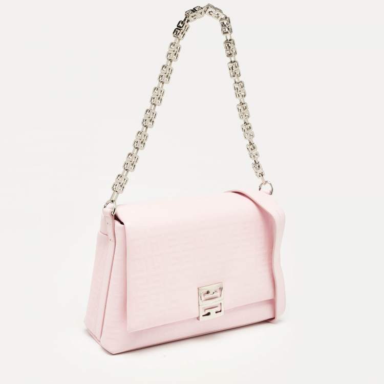 Pre Owned Givenchy Pink Embossed Leather Large 4G Shoulder Bag