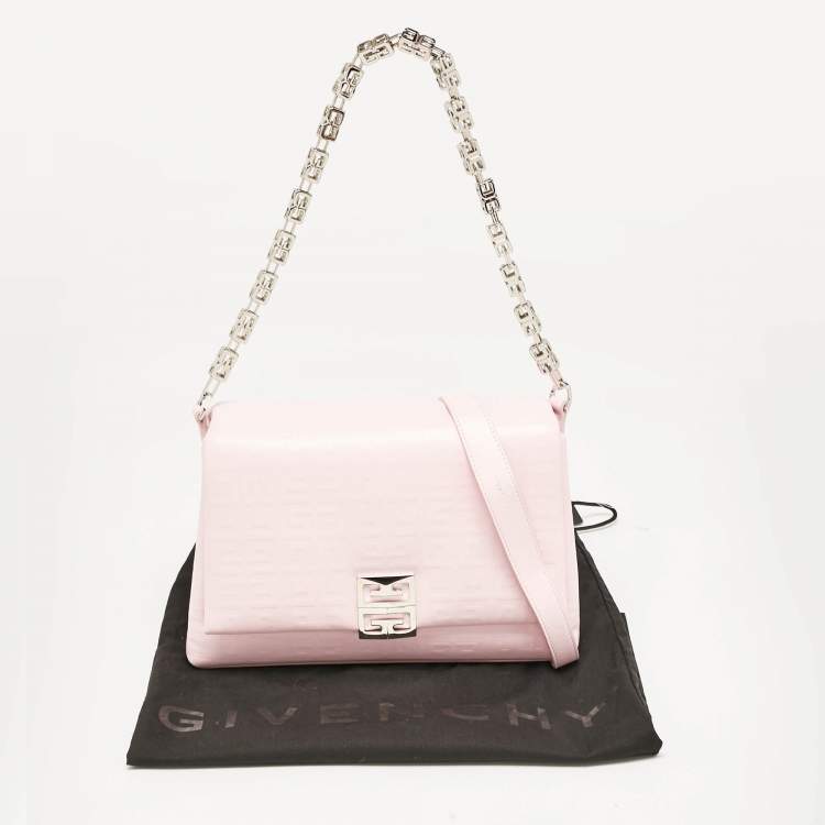 Pre Owned Givenchy Pink Embossed Leather Large 4G Shoulder Bag