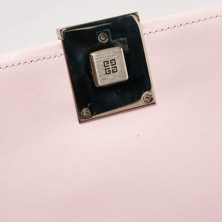 Pre Owned Givenchy Pink Embossed Leather Large 4G Shoulder Bag