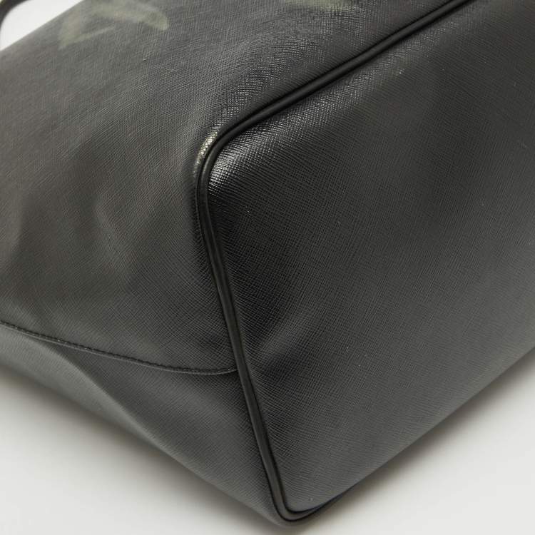 Pre Owned Givenchy Black Leather Antigona Rottweiler Print Shopper Tote 