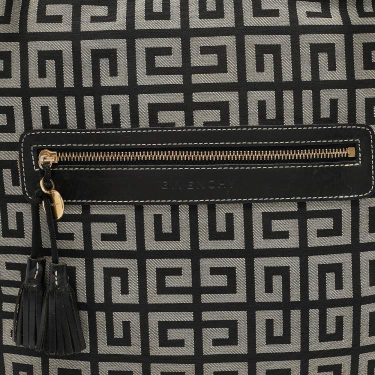 Pre Owned Givenchy Grey/Black Monogram Canvas and Leather Tassel Zip Tote