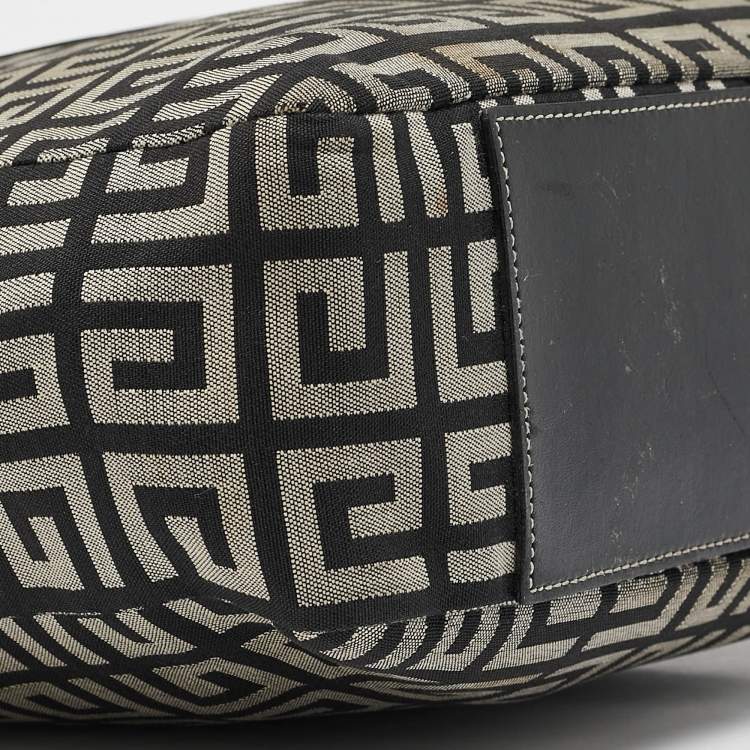 Pre Owned Givenchy Grey/Black Monogram Canvas and Leather Tassel Zip Tote