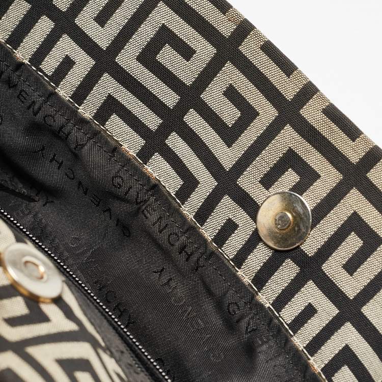 Pre Owned Givenchy Grey/Black Monogram Canvas and Leather Tassel Zip Tote