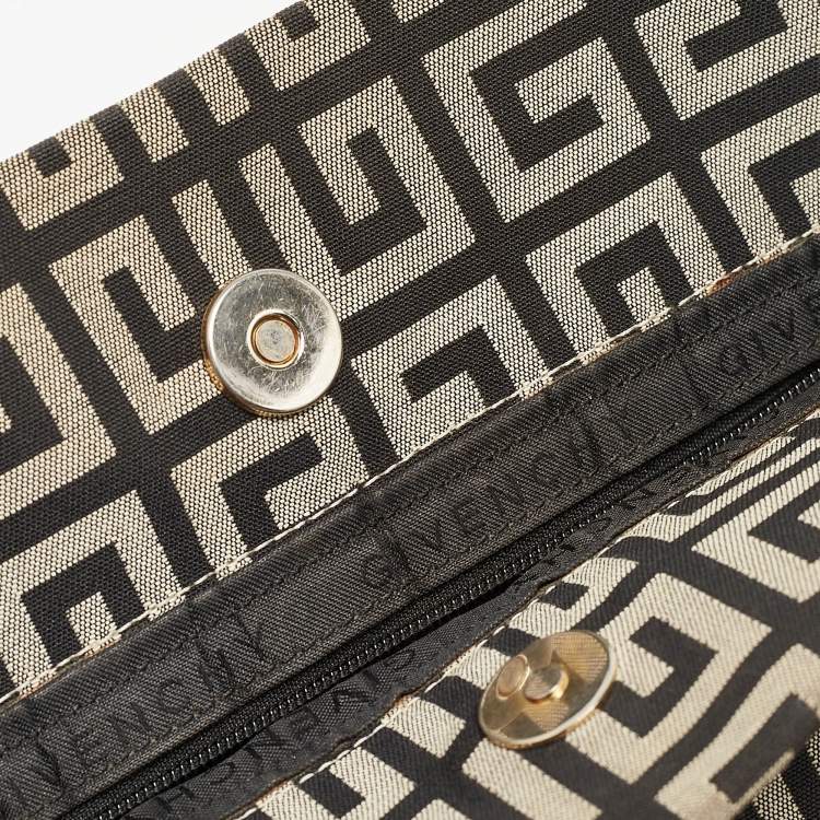 Pre Owned Givenchy Grey/Black Monogram Canvas and Leather Tassel Zip Tote