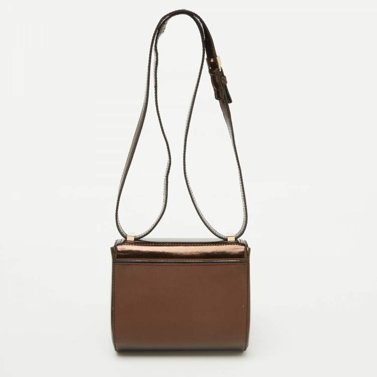 Pre Owned Givenchy Brown Leather Mini Pandora Box Shoulder Bag