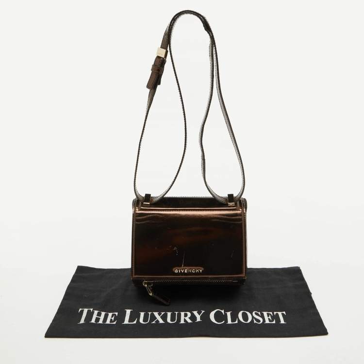 Pre Owned Givenchy Brown Leather Mini Pandora Box Shoulder Bag