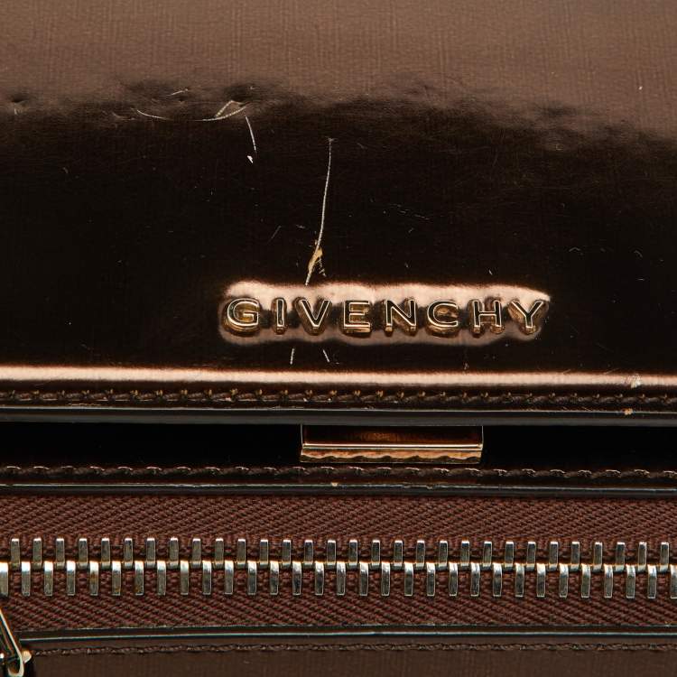 Pre Owned Givenchy Brown Leather Mini Pandora Box Shoulder Bag
