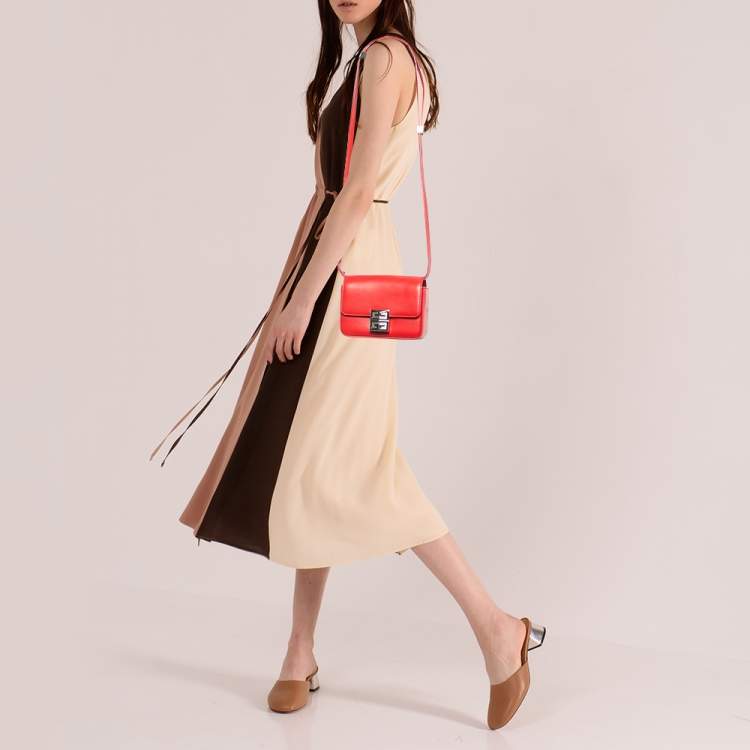 Pre Owned Givenchy Red Leather Mini 4G Crossbody Bag