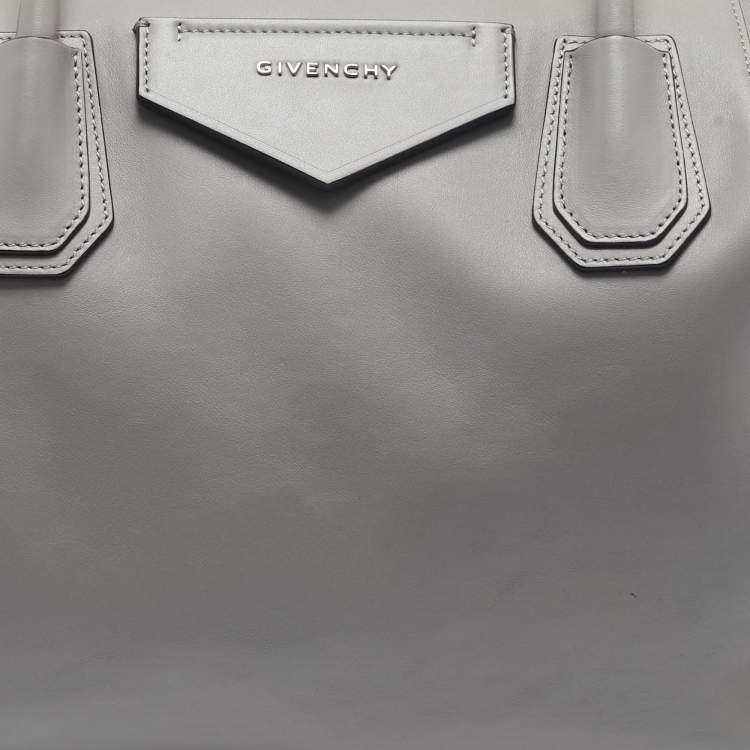 Pre Owned Givenchy Grey Leather Medium Antigona Soft Satchel