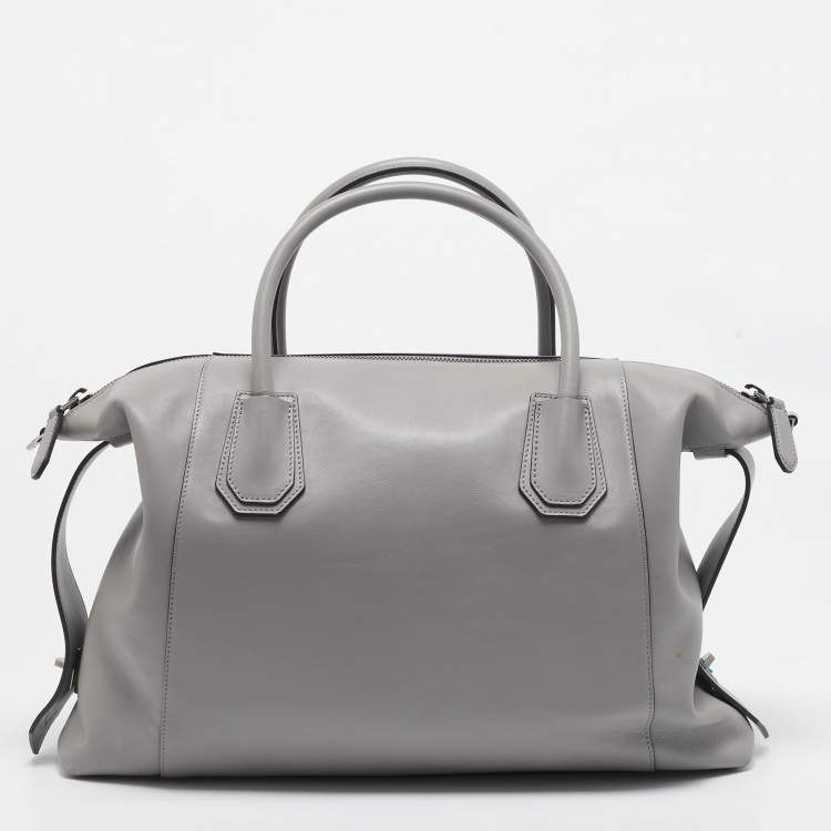 Pre Owned Givenchy Grey Leather Medium Antigona Soft Satchel