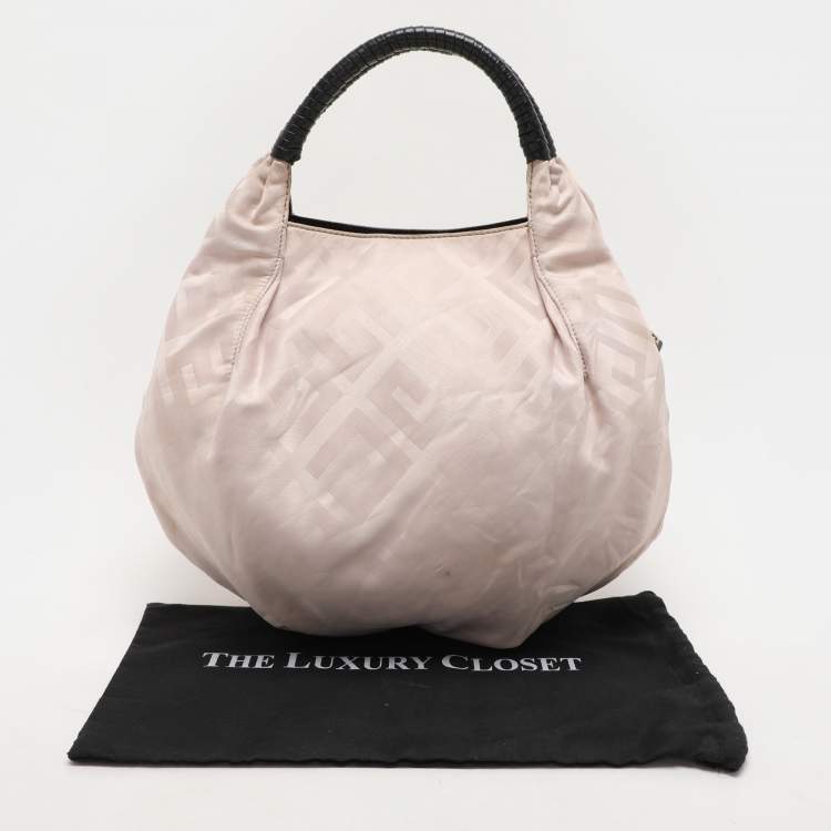 Pre Owned Givenchy Light Beige/Black Monogram Nylon and Leather Hobo