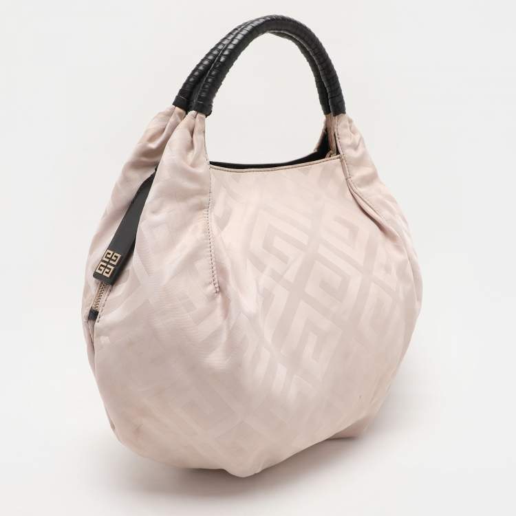 Pre Owned Givenchy Light Beige/Black Monogram Nylon and Leather Hobo