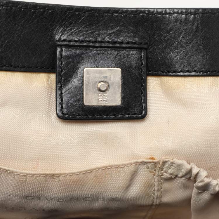 Pre Owned Givenchy Light Beige/Black Monogram Nylon and Leather Hobo