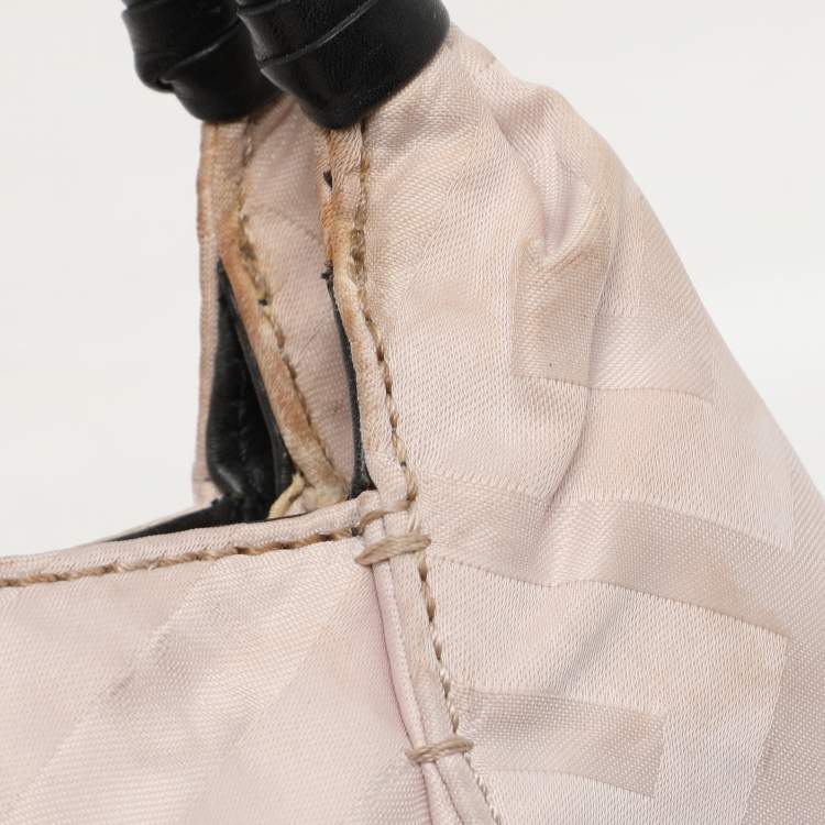 Pre Owned Givenchy Light Beige/Black Monogram Nylon and Leather Hobo